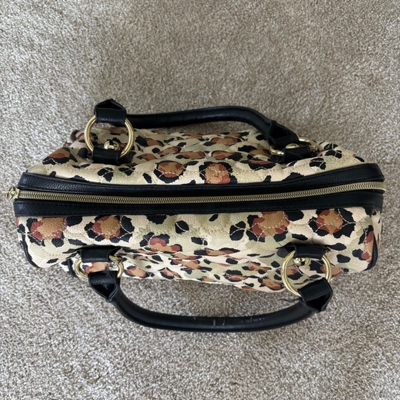 Betsey Johnson Cheetah Print Quilted Satchel Purse Shoulder Bag Y2K Retro Animal - Picture 16 of 16